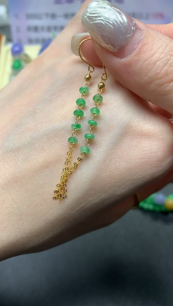 【闪购商品】翡翠耳饰18K金镶嵌多样性发其一|400+40