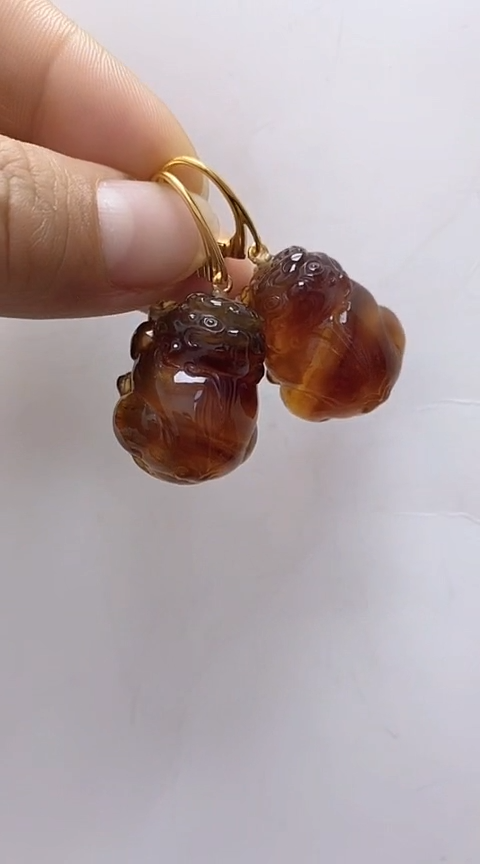【闪购商品】琥珀裸石银S925镶嵌琥珀耳坠