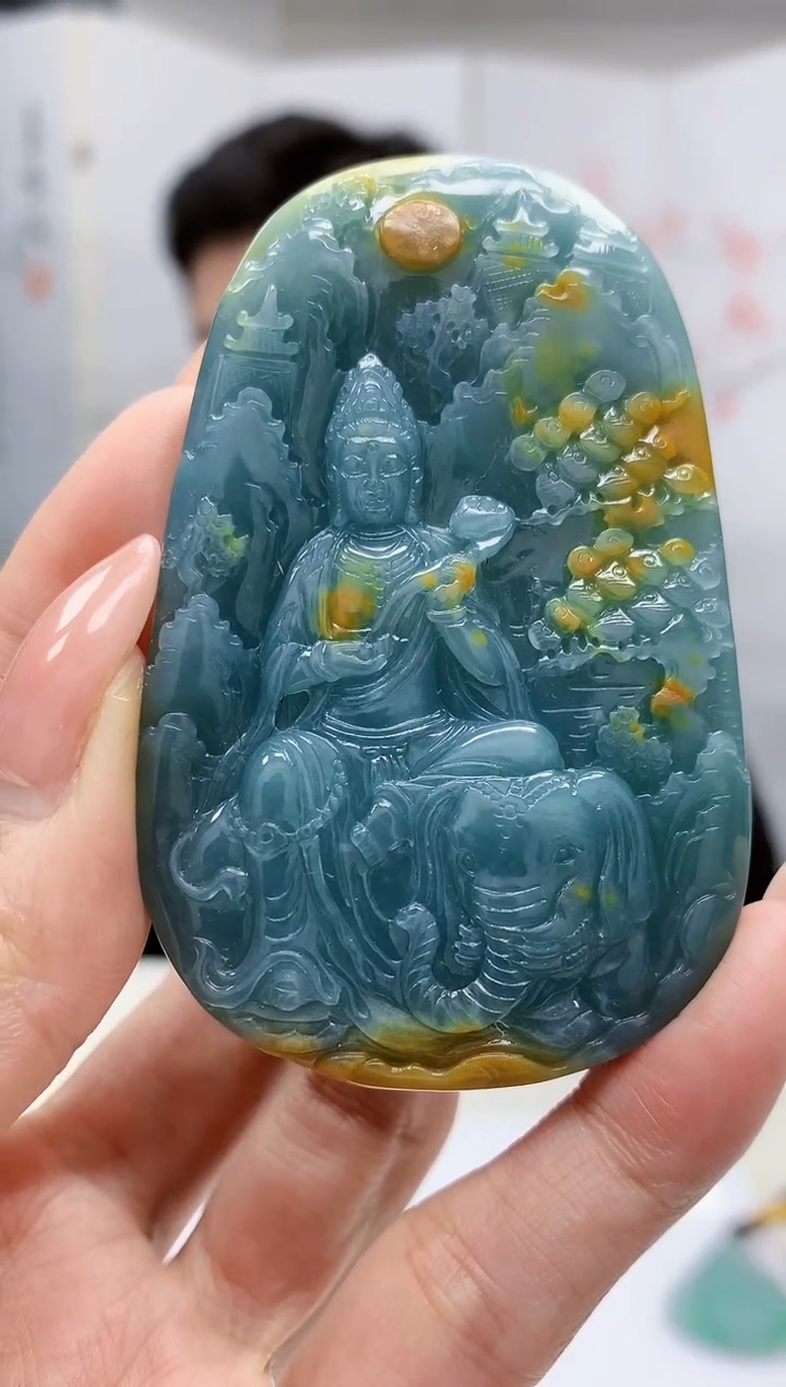 【闪购商品】定制翡翠未镶嵌4917MM-毛货挂件108