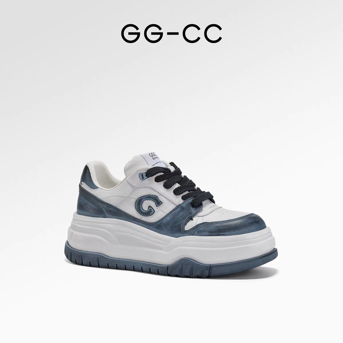 GG-CC【鞠婧祎同款】2025新款潮流厚底板鞋女做旧小众增高休闲鞋