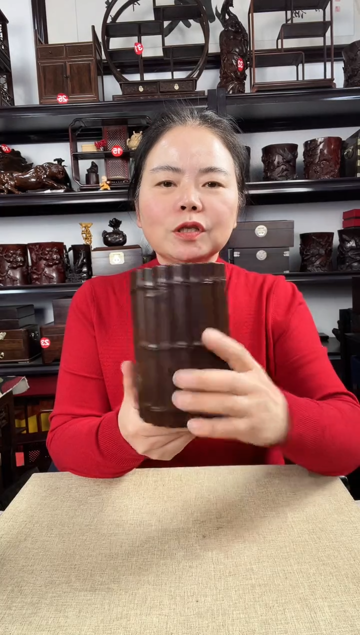 木竹节笔筒老李红木工艺品