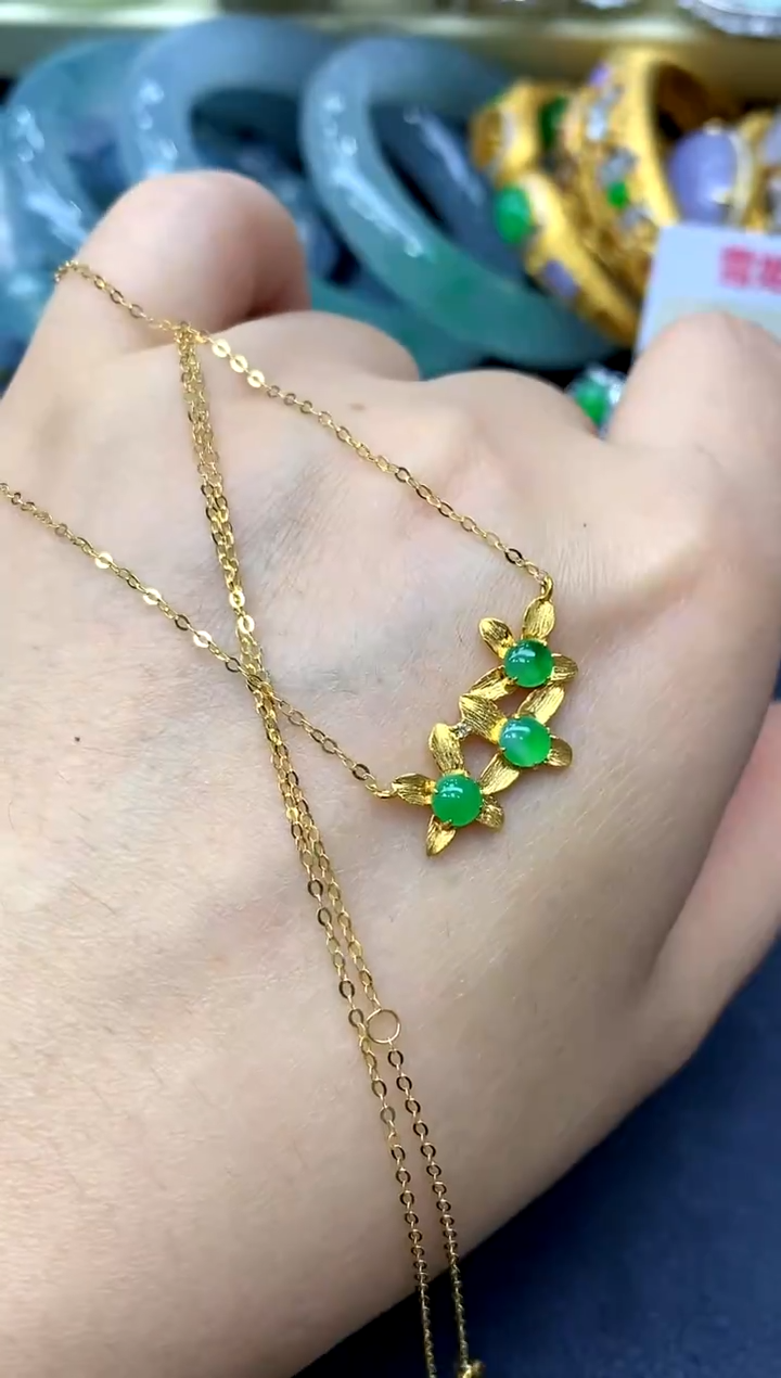 18K金镶嵌翡翠耳饰375-中国好珍宝