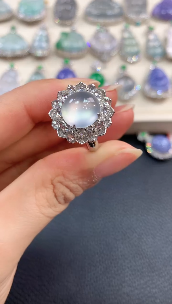 【闪购商品】翡翠戒指18K金镶嵌b191       