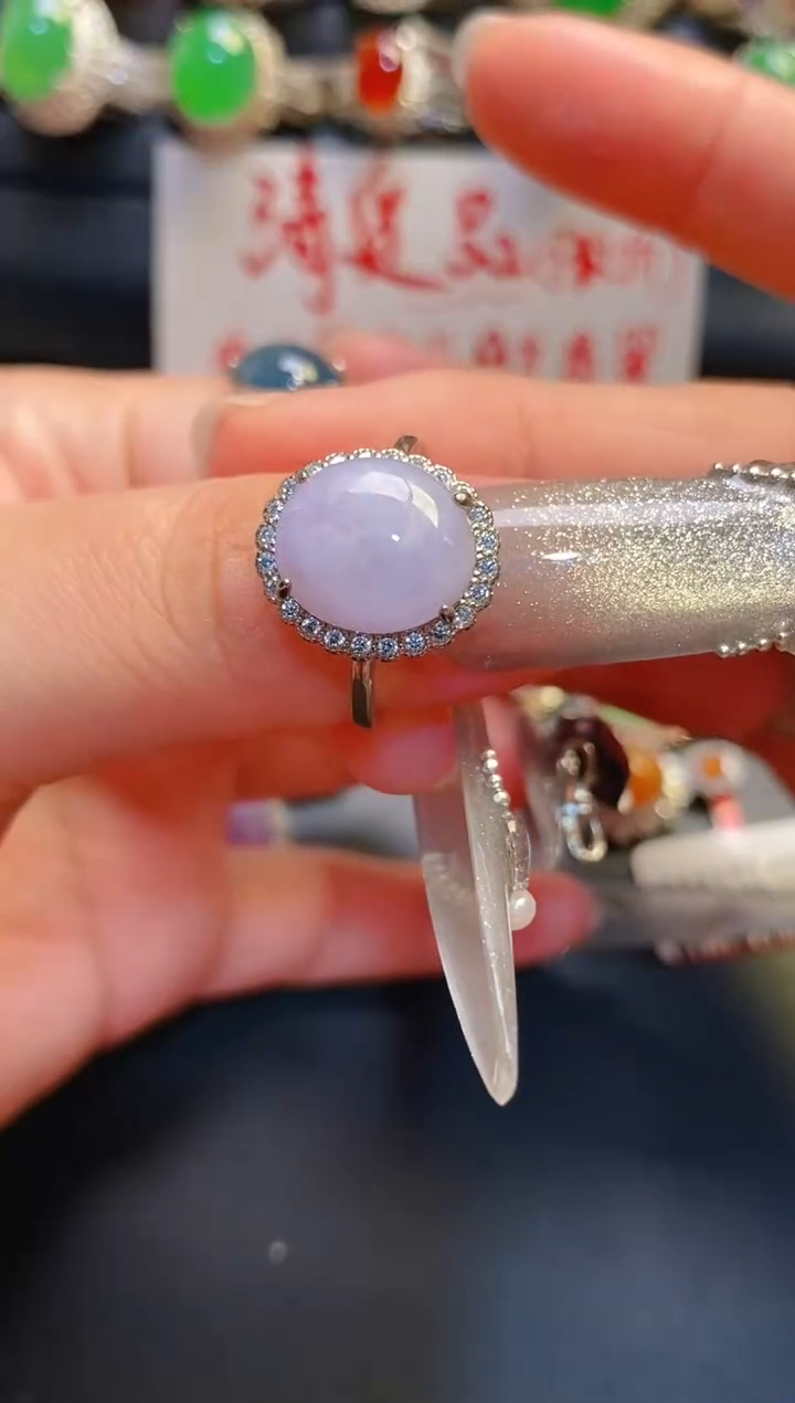 银S925镶嵌戒指翡翠天然