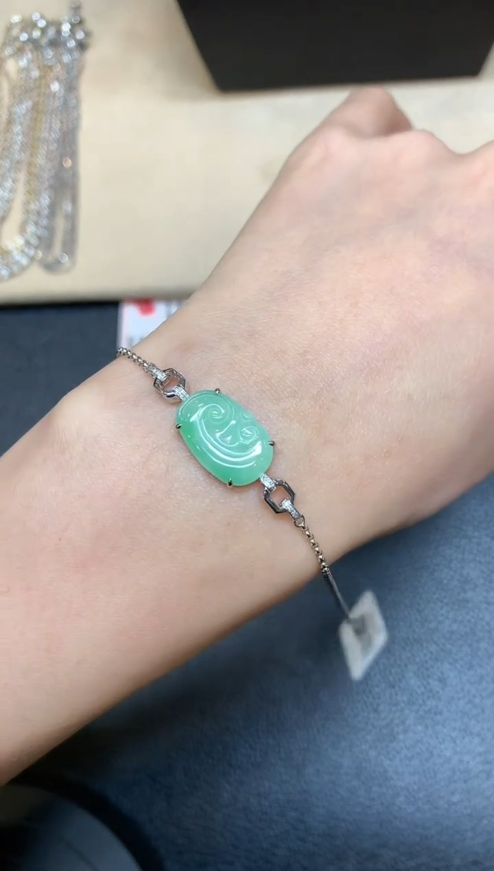 【闪购商品】翡翠手链18K金镶嵌【无鉴赏期