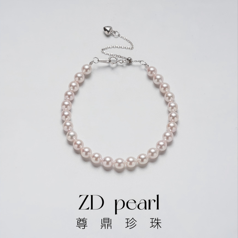 【鸭鸭】尊鼎珍珠-S925银海水珍珠中国南珠白珠手链5-6mm