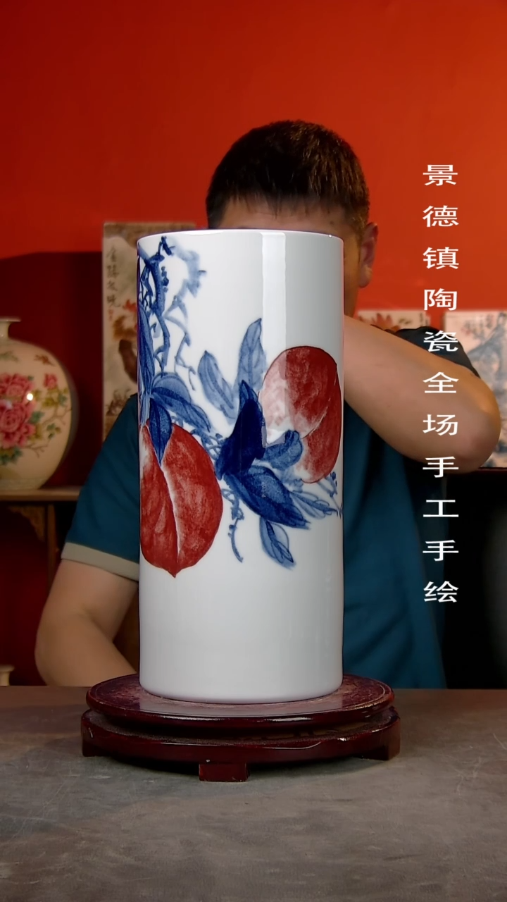 摆件景德镇陶瓷花瓶手工手绘