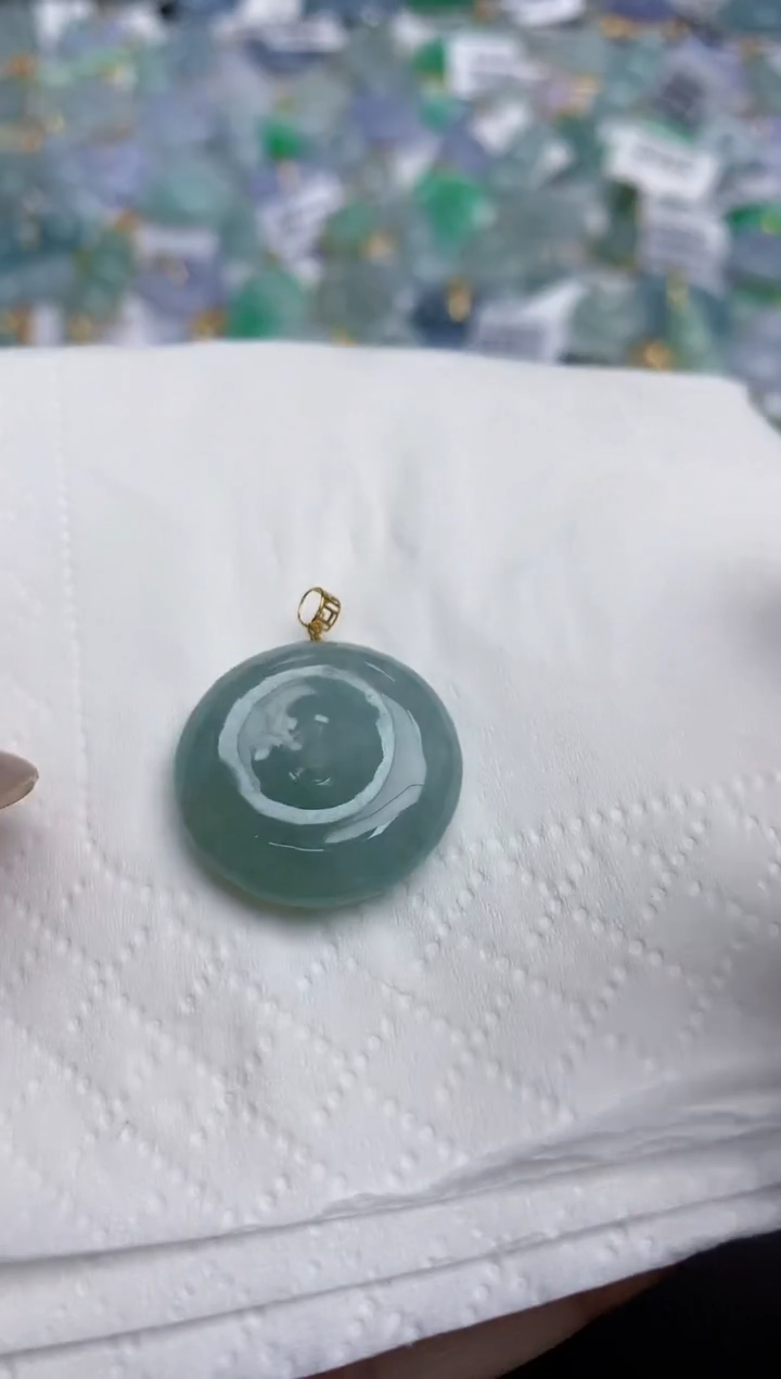 【闪购商品】翡翠颈饰18K金镶嵌天然缅甸翡翠A货