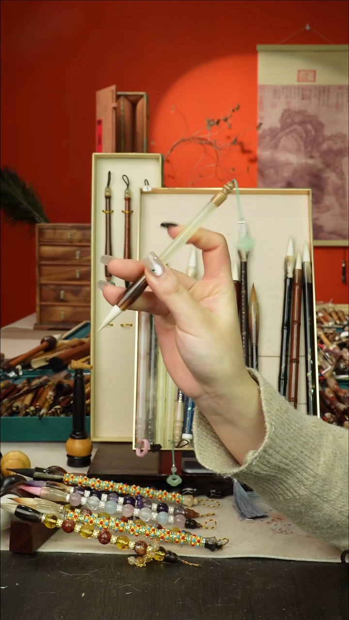 188号闪孤品高货毛笔链接 清水试笔 蘸墨不退