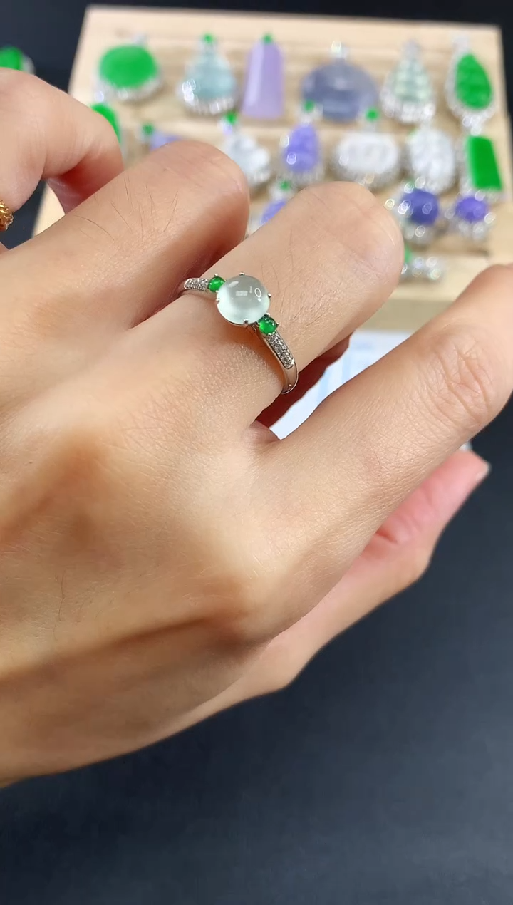 18K金镶嵌戒指翡翠85|4800