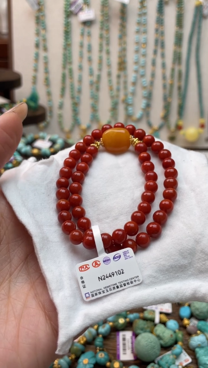 【闪购商品】南红玛瑙手链银S925镶嵌编号93