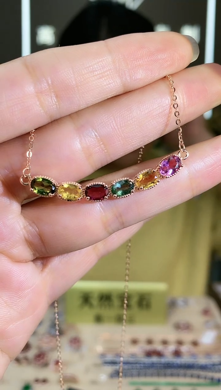 【闪购商品】碧玺颈饰银S925镶嵌颈饰