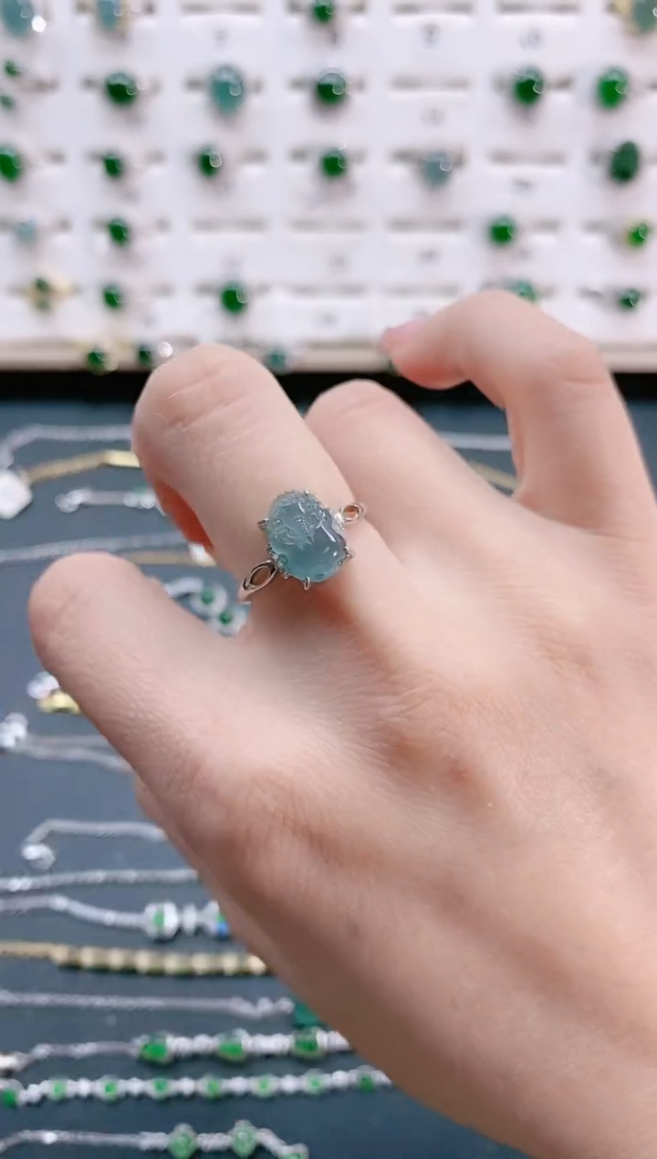 【闪购商品】翡翠戒指银S925镶嵌天然翡翠