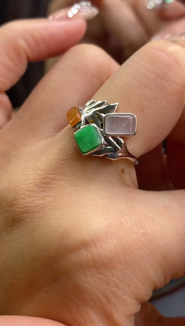 颈饰银S925镶嵌翡翠净货13805