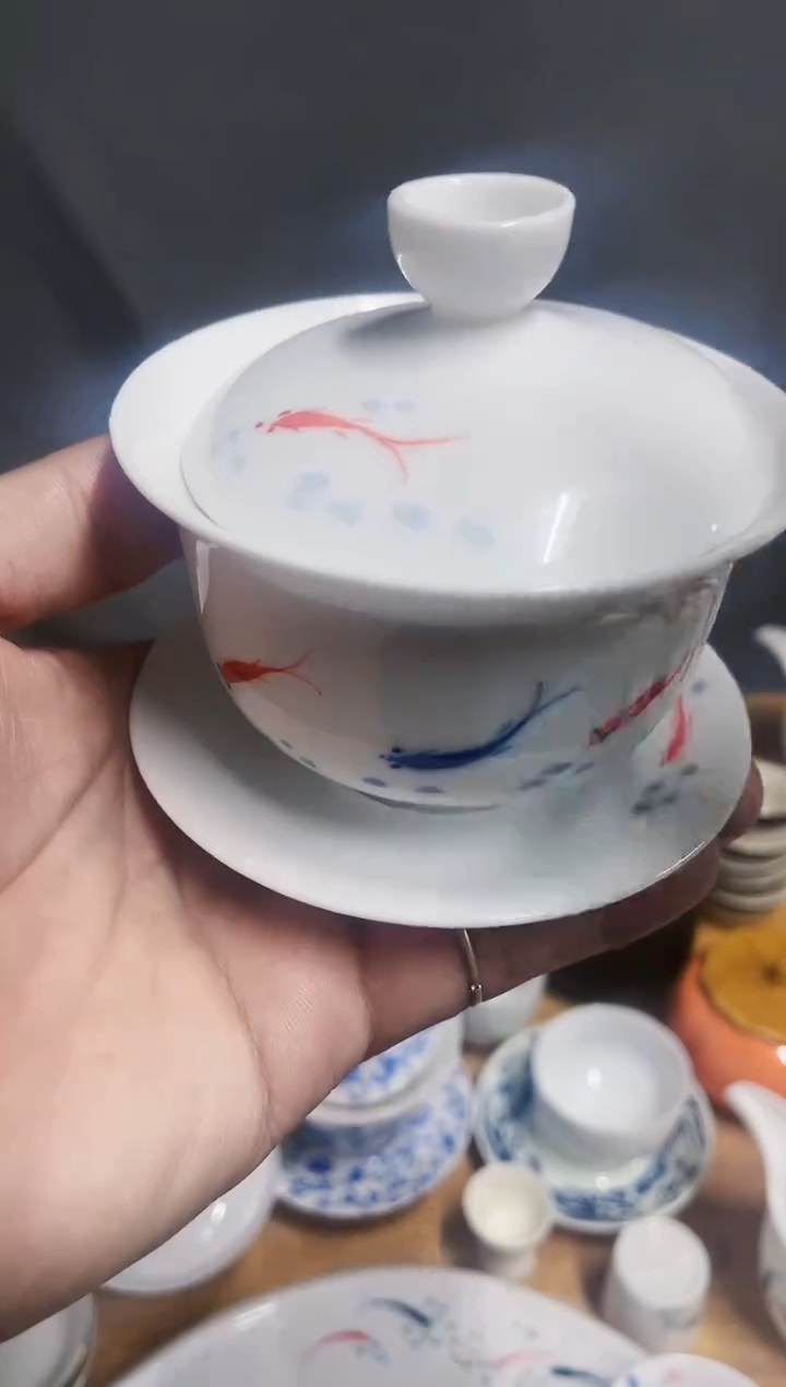 【闪购商品】【瓷心匠物】直播间福利鱼元宝盖碗