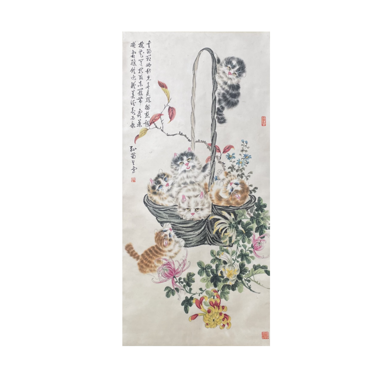 S-Z-LYC-2734 孙菊生 猫 138CM*69CM 轴 -A