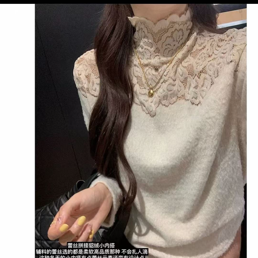 羊绒长袖针织女拼接纯色包袖毛针织衫高品质网红时尚内搭