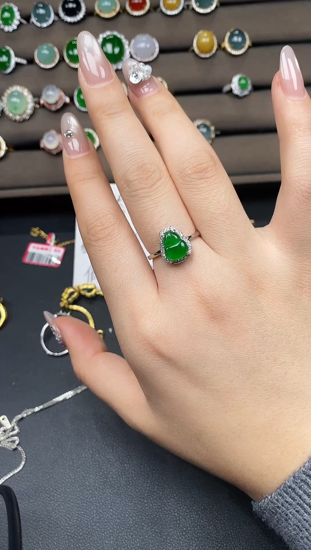 银S925镶嵌戒指翡翠111