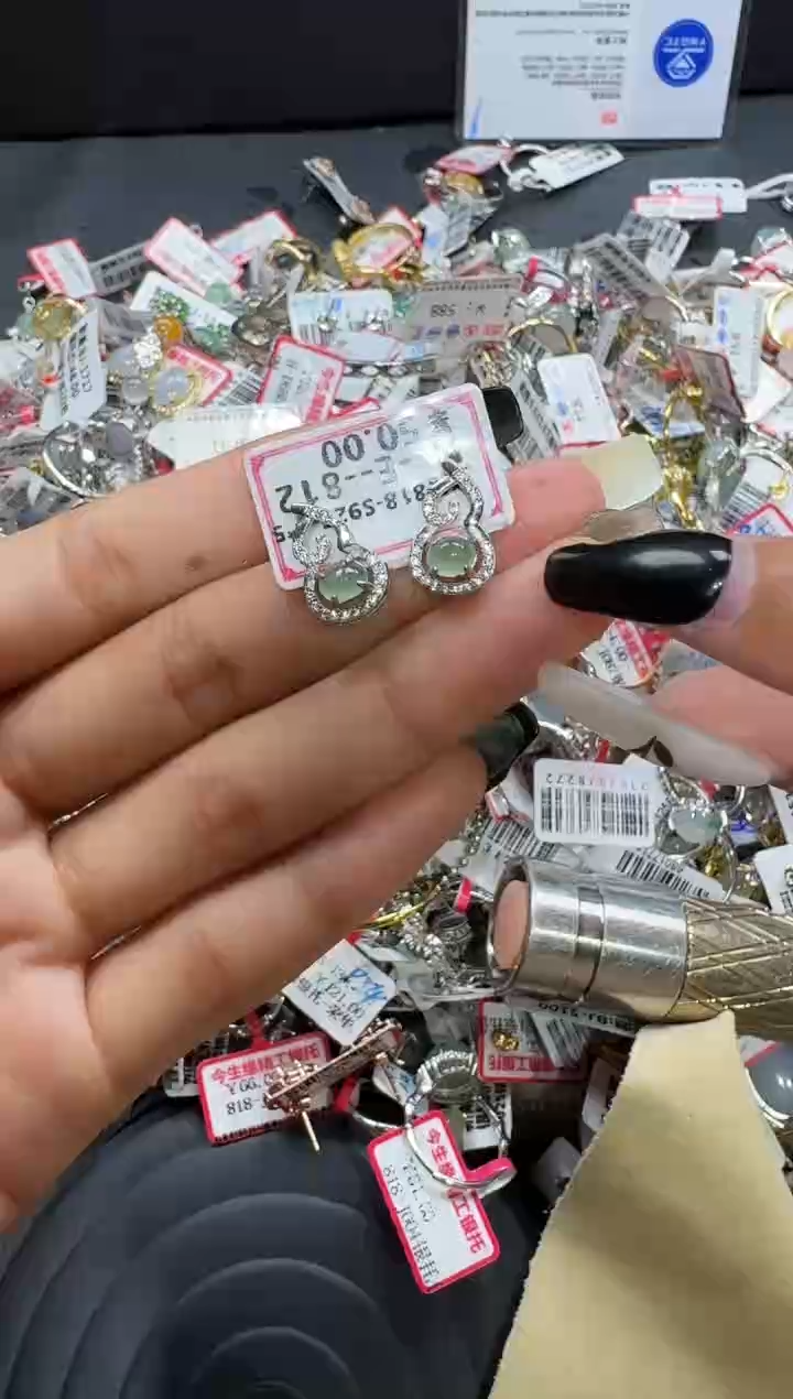 翡翠戒指银S925镶嵌戒指155