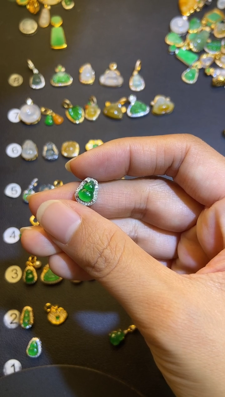 吊坠(不含链)银S925镶嵌翡翠一*1