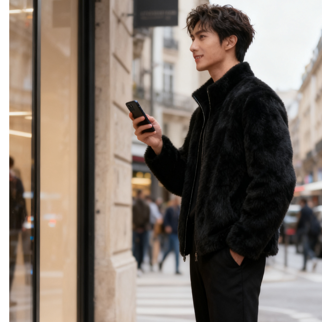 男女同款毛绒绒生态貂大衣外套