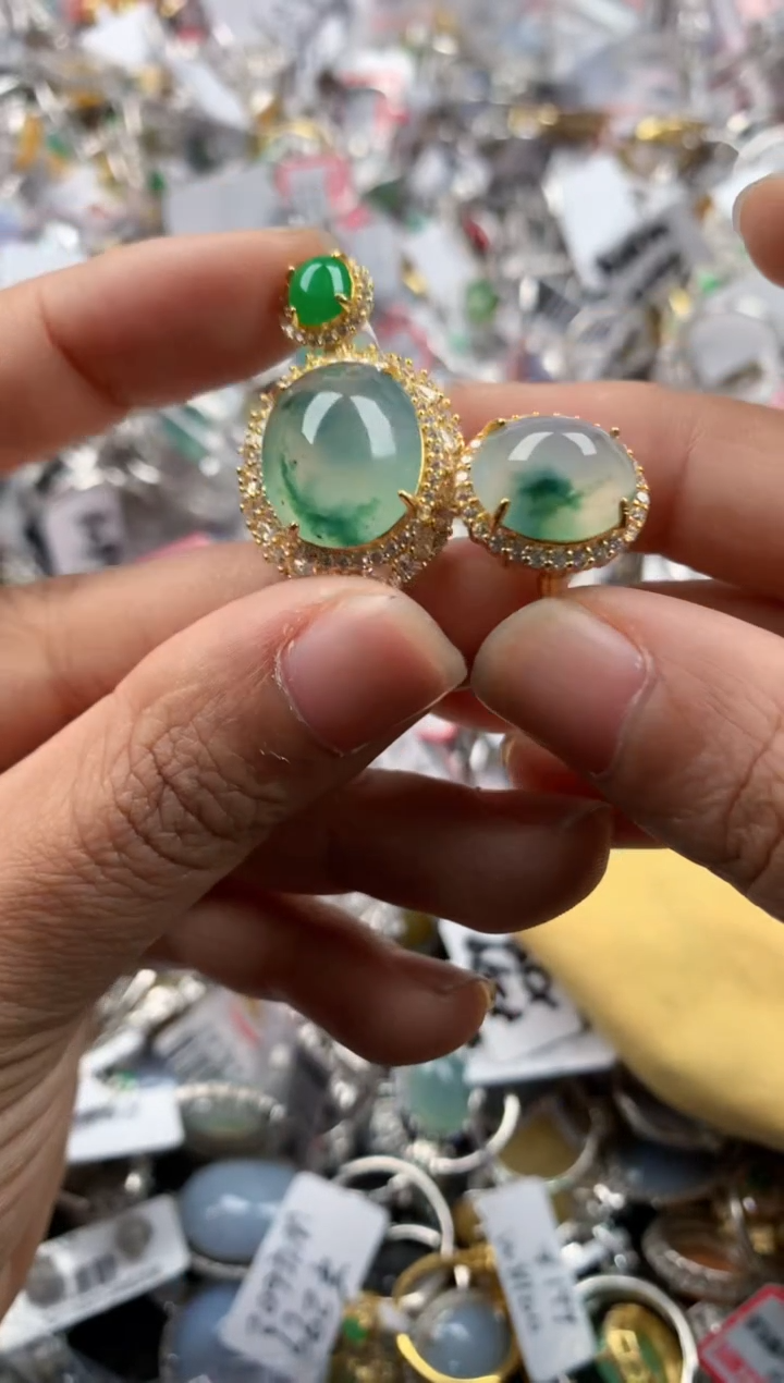 银S925镶嵌戒指翡翠222----4