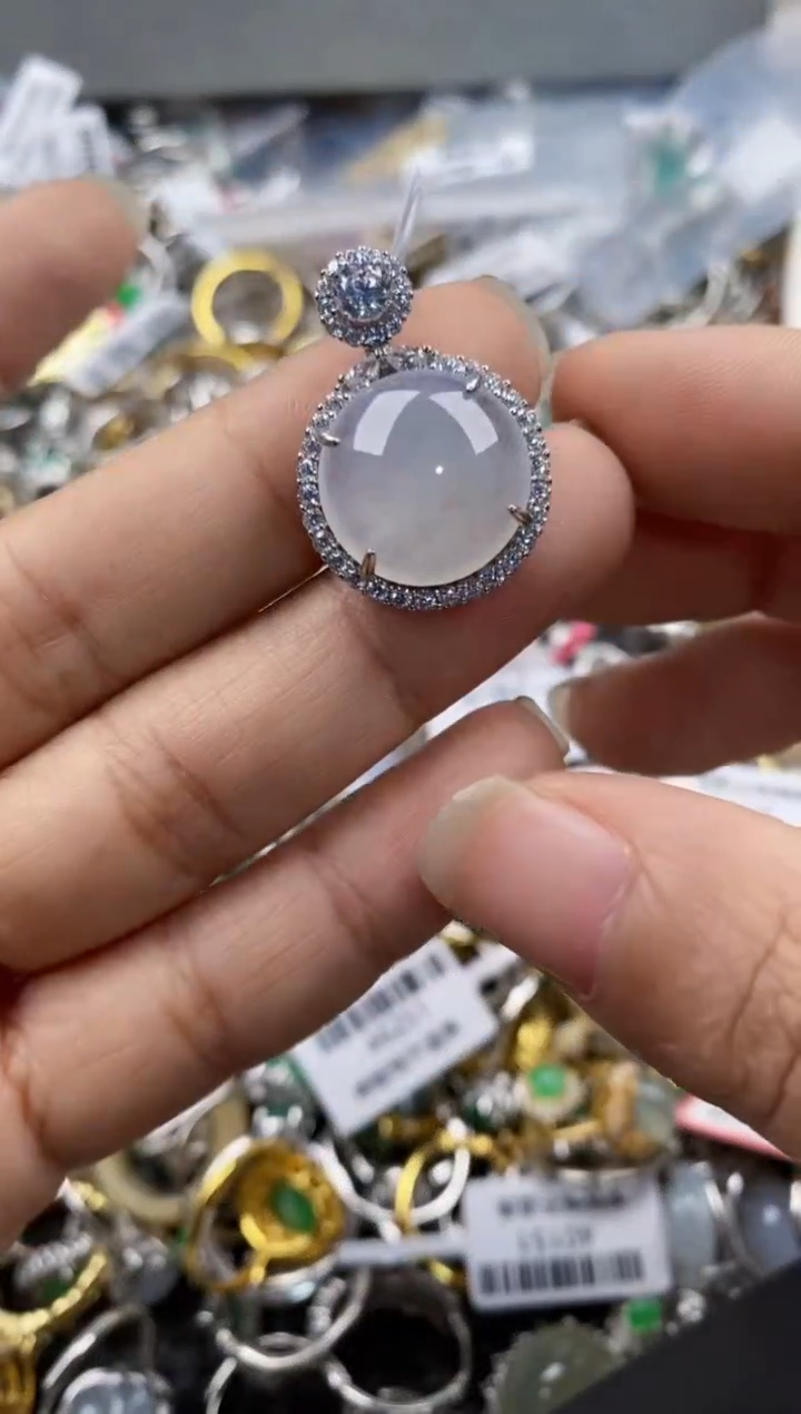 银S925镶嵌戒指翡翠666---7