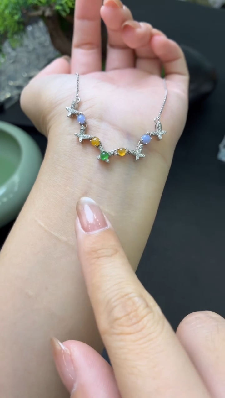 翡翠银S925镶嵌项链项链