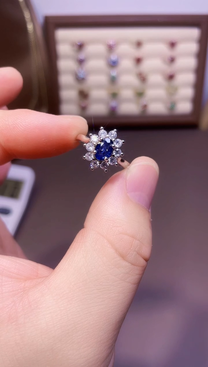 【闪购商品】蓝宝石戒指银S925镶嵌1