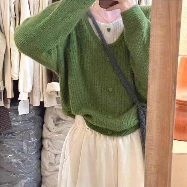 【9264】胖mm撞色假两件针织衫女秋冬洋气圆领长袖温柔风毛衣上衣