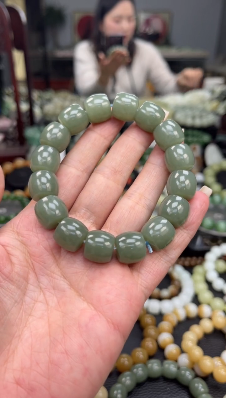 【闪购商品】和田玉手串未镶嵌新疆且末蓝卡14
