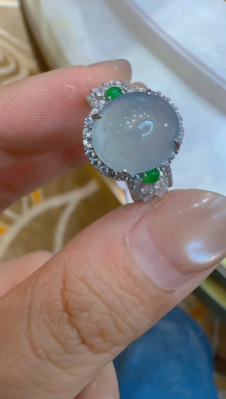 银S925镶嵌戒指翡翠多样性团购发一件