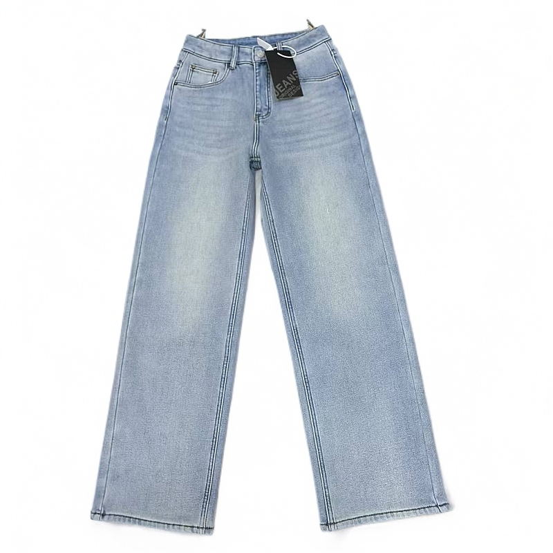 二师兄牛仔厚绒窄版直筒裤98815