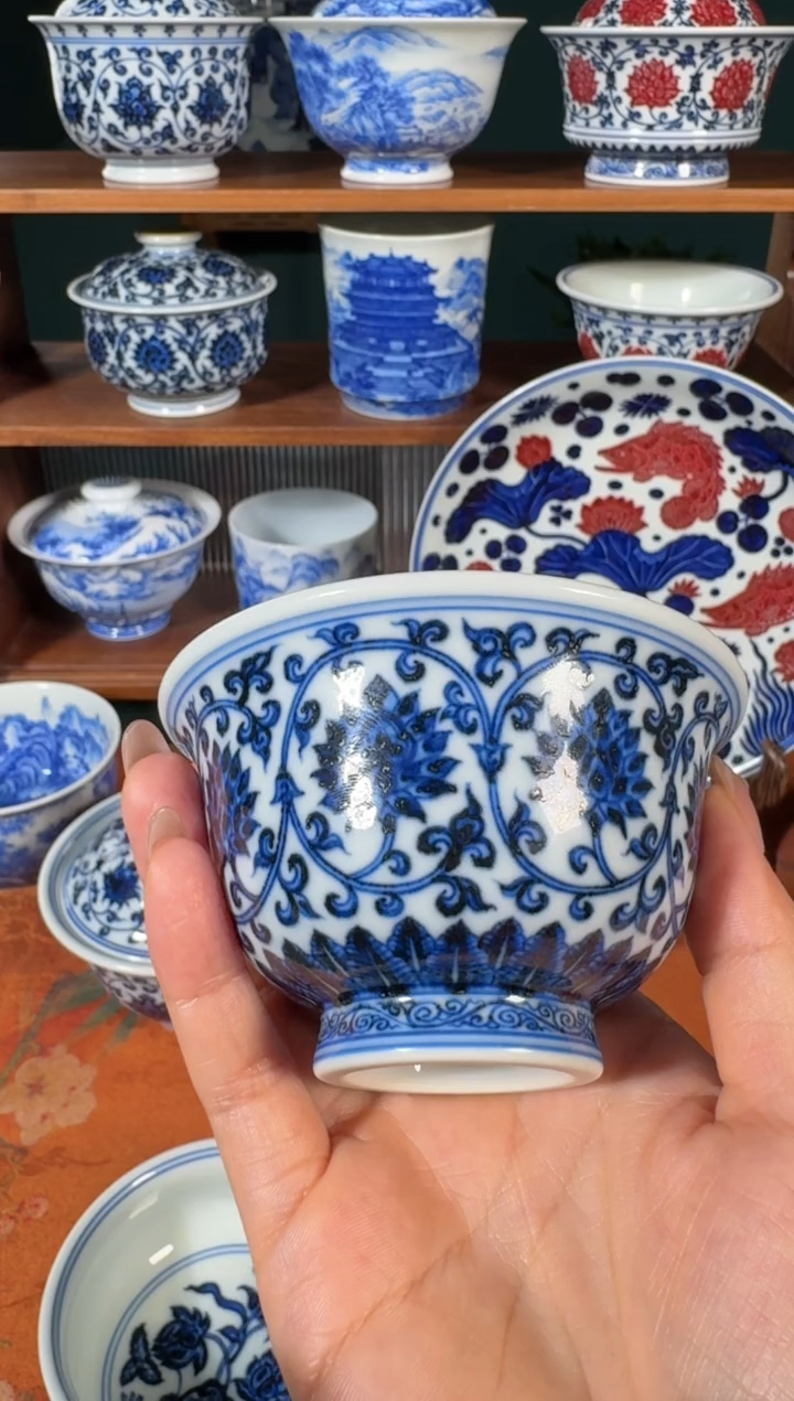 【闪购商品】杯刘建锋缠枝双钩莲压手杯