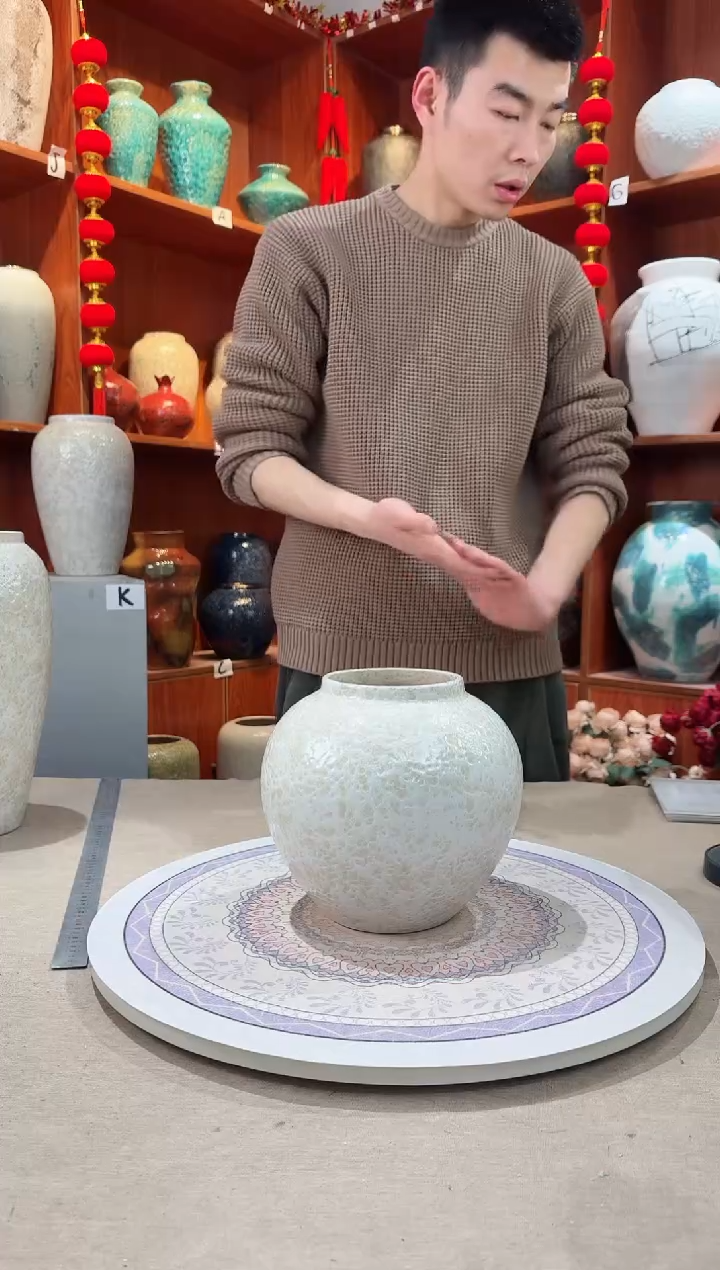 【闪购商品】瓶精品陶瓷花瓶 无花 茶白小号