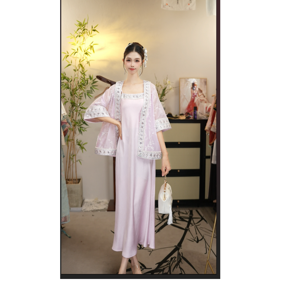 花想容上衣大袖薄款重工中国风春夏对襟夏季提花套装（6753+6763）