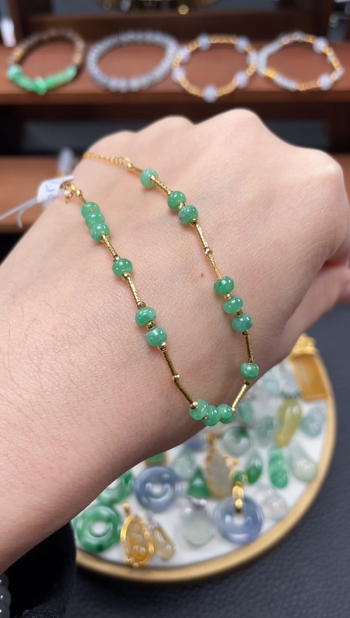 【闪购商品】翡翠套链18K金镶嵌一个   JK662