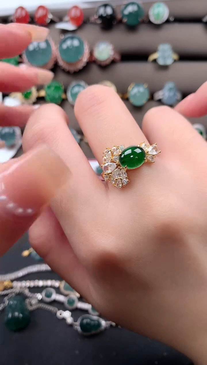 【闪购商品】翡翠戒指银S925镶嵌52141