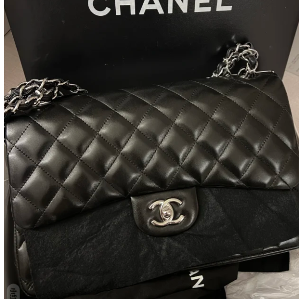 99新 Chanel/香奈儿 小花柳 CF jumbo 19开 黑色 银扣 包