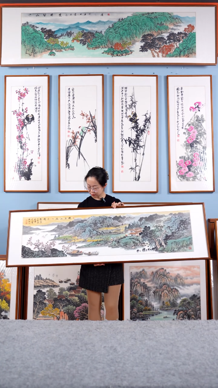 【闪购商品】国画张现军《花发江边二月青》手绘162*47