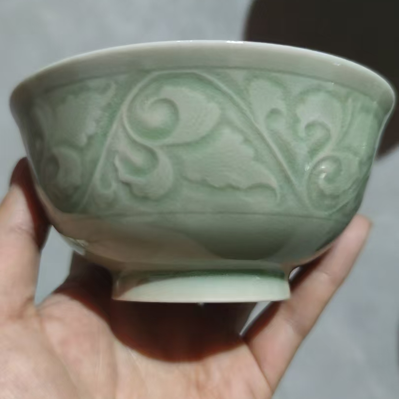 宋品天耀【瑕疵处理 】耀州窑 老款 4.5英寸牡丹碗  底款随机