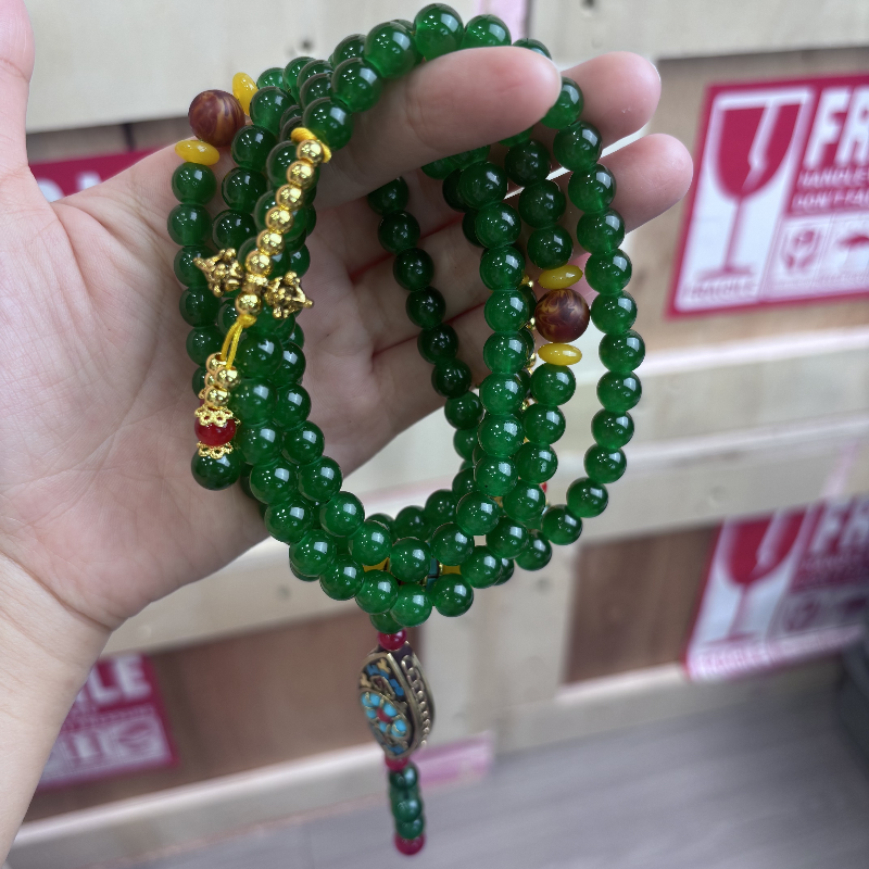 8mm琉璃手链-S1346精品琉璃珠+橄榄型吊坠