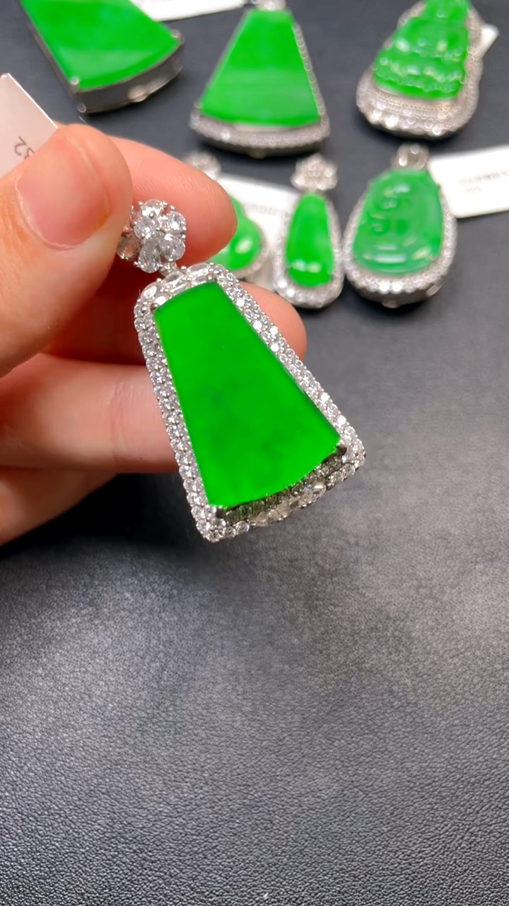 吊坠(不含链)银S925镶嵌翡翠吊坠