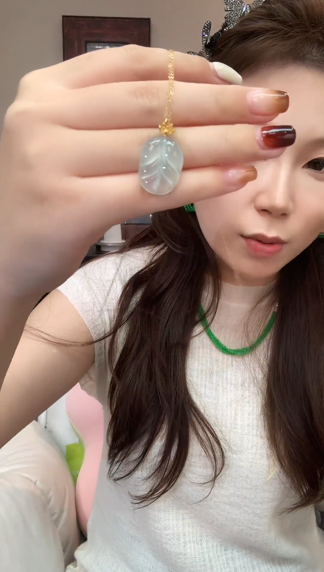 吊坠(不含链)18K金镶嵌翡翠187-吊坠