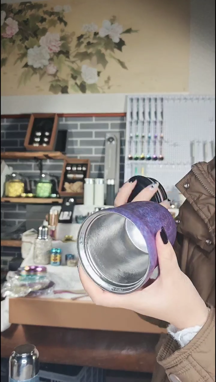 钛合金孤品高端咖啡杯条纹