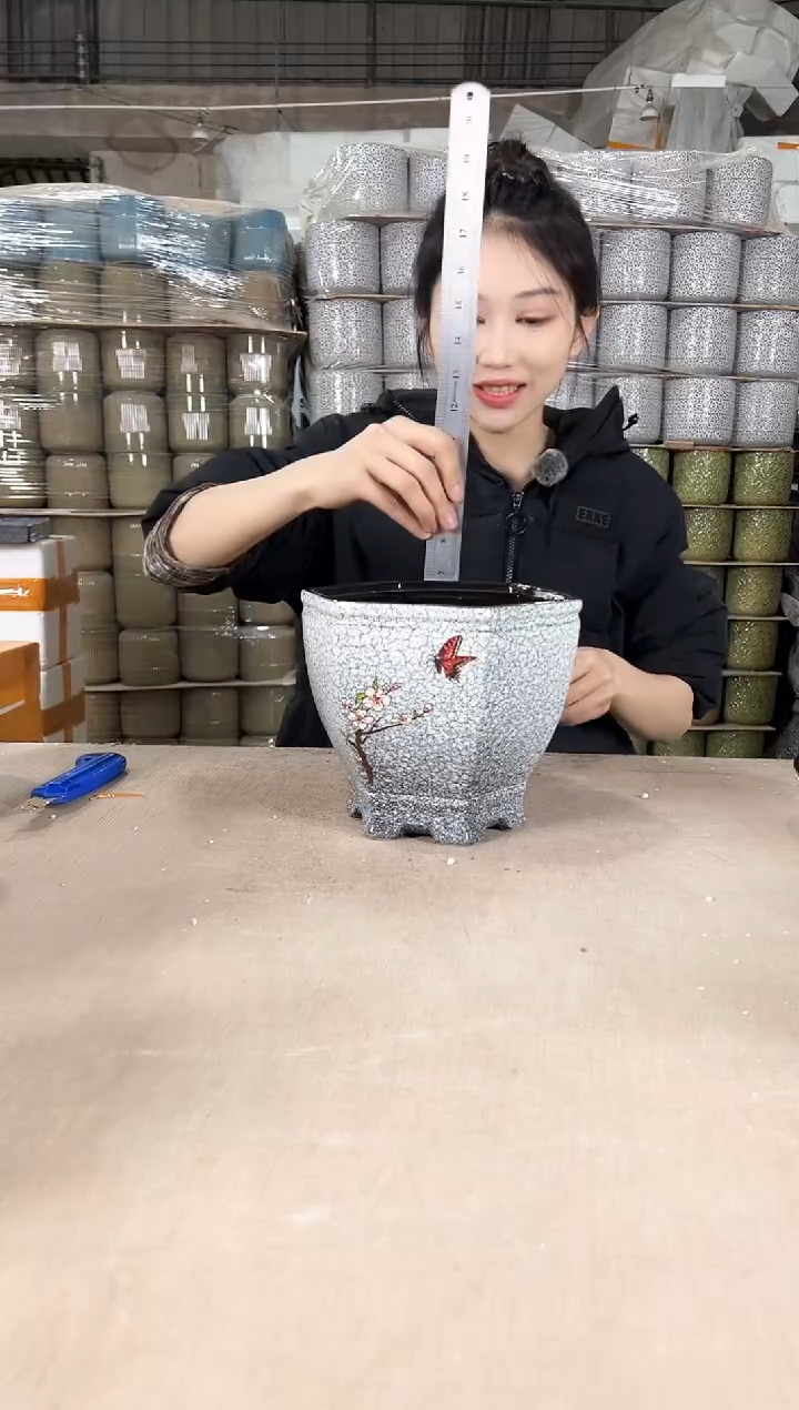 【闪购商品】陶瓷六角大理石纹小号21x18