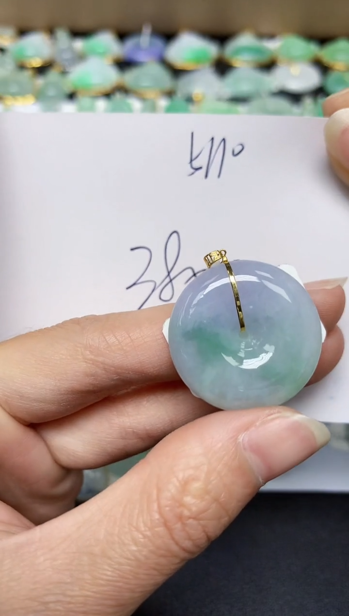 翡翠18K金镶嵌颈饰 天然翡翠A货