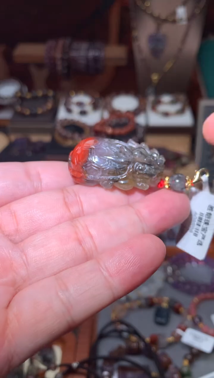 未镶嵌珠宝半成品水晶红极光龙龟