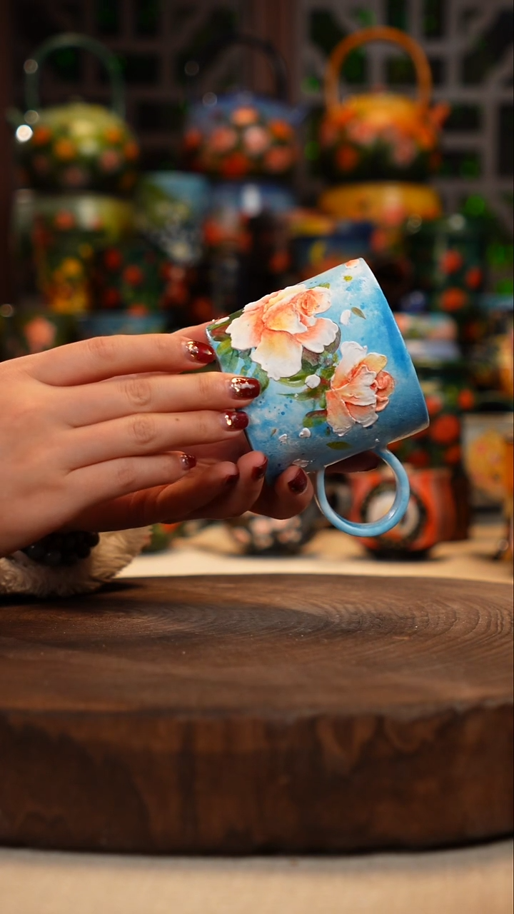 紫砂油画手绘釉下彩