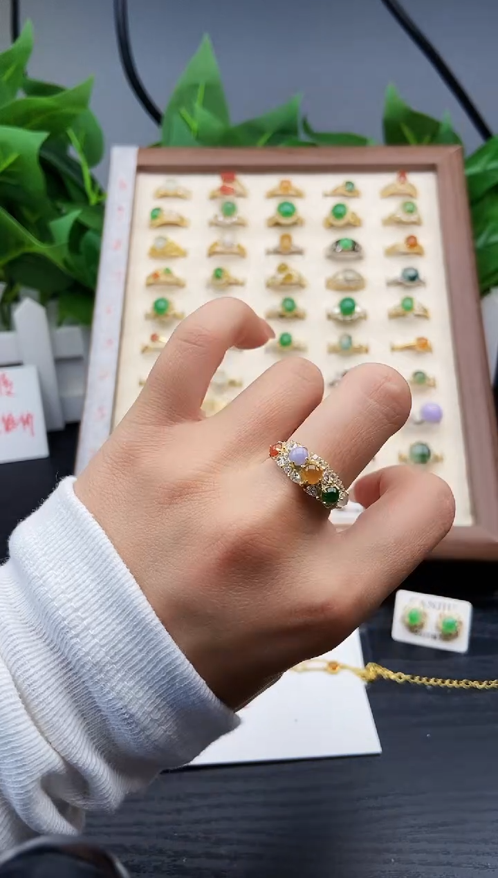 银S925镶嵌戒指翡翠12